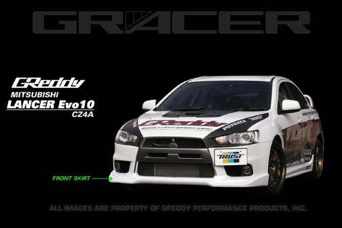 GReddy 08+ Mitsubishi Evolution X Urethane Front Lip Spoiler - high performance auto part by DTX Performance