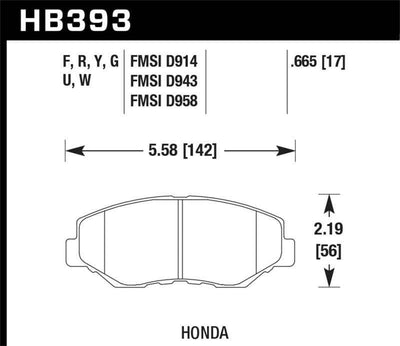 Hawk 89/03-17 Honda Accord HPS 5.0 Front Brake Pads diagram