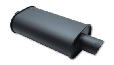 Vibrant StreetPower FLAT BLACK Oval Muffler with Single 3in Outlet - 3in inlet I.D. by DTX Performance