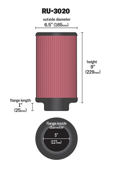K&N Filter 2 1/4inch 10 Degree Flange air intake specifications