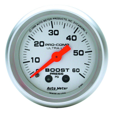 Autometer Ultra-Lite 52mm 60 PSI Mechanical Boost Gauge for performance car upgrades