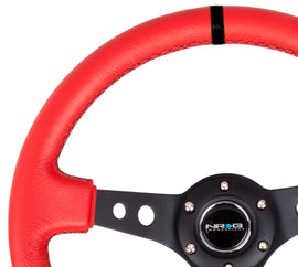 NRG Reinforced Steering Wheel (350mm / 3in. Deep) Red Suede w/Blk Circle Cutout Spokes, performance car parts, DTX Performance