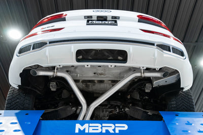 MBRP 18-21 Audi SQ5 3.0T Dual Rear Exit 2.5in Axle Back - T304 exhaust system on car lift