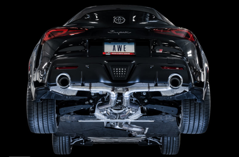 AWE Tuning 2020 Toyota Supra A90 Track Edition Exhaust - 5in Chrome Silver Tips - DTX Performance