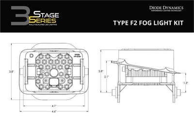 Diagram of Diode Dynamics SS3 Pro Type F2 Kit ABL - Yellow SAE Fog - Performance car tuning accessory.