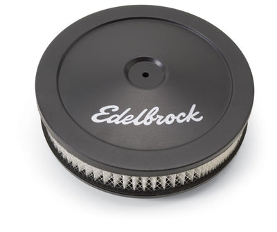 Edelbrock Air Cleaner Pro-Flo Series Round Steel Top Paper Element 10In Dia X 3 5In Black for performance upgrades.
