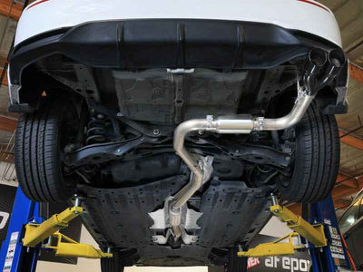 aFe POWER Takeda 2.5in 304 SS Cat-Back Exhaust w/ Black Tips 22-25 Honda Civic L4-2.0L installed view, performance car parts