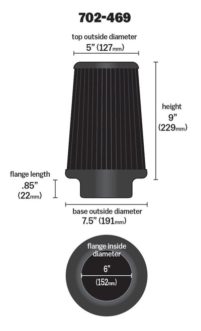 Airaid Universal Air Filter - Cone 6 x 7 1/4 x 5 x 9 - Blue SynthaMax, high-performance engine part, veteran owned shop, DTX Performance
