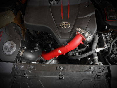aFe BladeRunner Red 2-3/4in Aluminum Charge Pipe 2021 Toyota Supra GR I4-2.0L Engine - Performance Car Parts
