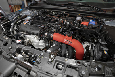 Injen 22-23 Honda Civic Si L4 1.5L Turbo SP Short Ram Intake - Wrinkle Red installed in engine bay, performance upgrade