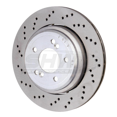 SHW 06-08 BMW Z4 3.2L Left Rear Cross-Drilled Lightweight Brake Rotor (34212282303) high performance car part