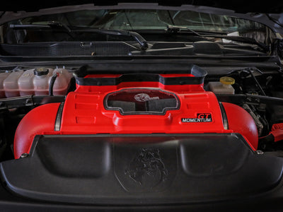 aFe 21-23 Dodge RAM 1500 TRX V8-6.2L Momentum GT Intake- Red in engine bay, performance car parts by DTX Performance. Veteran owned shop.