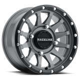 Raceline A95SG Trophy 15x7in / 4x156 BP / 10mm Offset / 132.5mm Bore - Grey & Black Lip Wheel