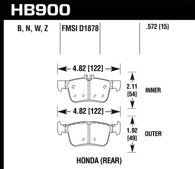 Hawk 16-19 Honda Civic HP+ Street Rear Brake Pads, high performance brakes, DTX Performance, aftermarket auto parts, brake upgrades