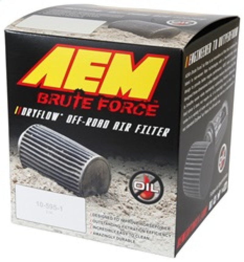 AEM Brute Force Dryflow Air Filter - Conical 6in Base OD / 5.125in Top OD / 5.25in Height for high performance car parts