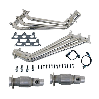 BBK 10-11 Camaro V6 Long Tube Exhaust Headers With Converters - 1-5/8 Chrome shown with installation kit