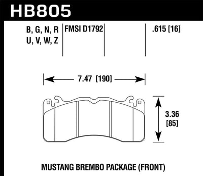 Hawk 15-17 Ford Mustang Brembo Package DTC-60 Front Brake Pads, high performance brakes