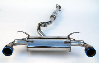 Invidia Subaru BRZ / Scion FRS Q300 w/ Rolled Titanium Tips Cat-Back Exhaust (Blue Edge) shown on white background