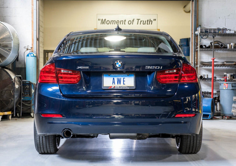 AWE Tuning BMW F30 320i Touring Exhaust w/Performance Mid Pipe - Chrome Silver Tip (90mm) - DTX Performance