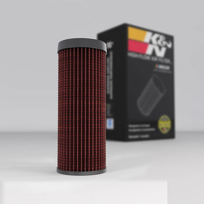K&N Replacement Industrial Air Filter for Bobcat / Case Intl. / Caterpillar / Hitachi / John Deere shown with packaging