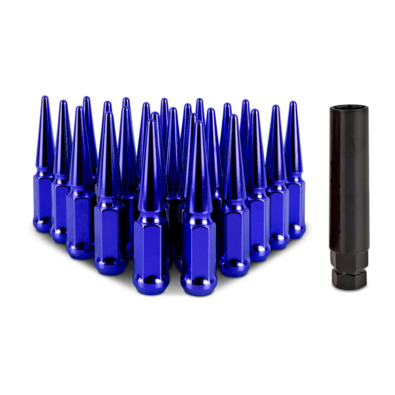 Mishimoto Mishimoto Steel Spiked Lug Nuts M14 x 1.5 24pc Set Blue - DTX Performance