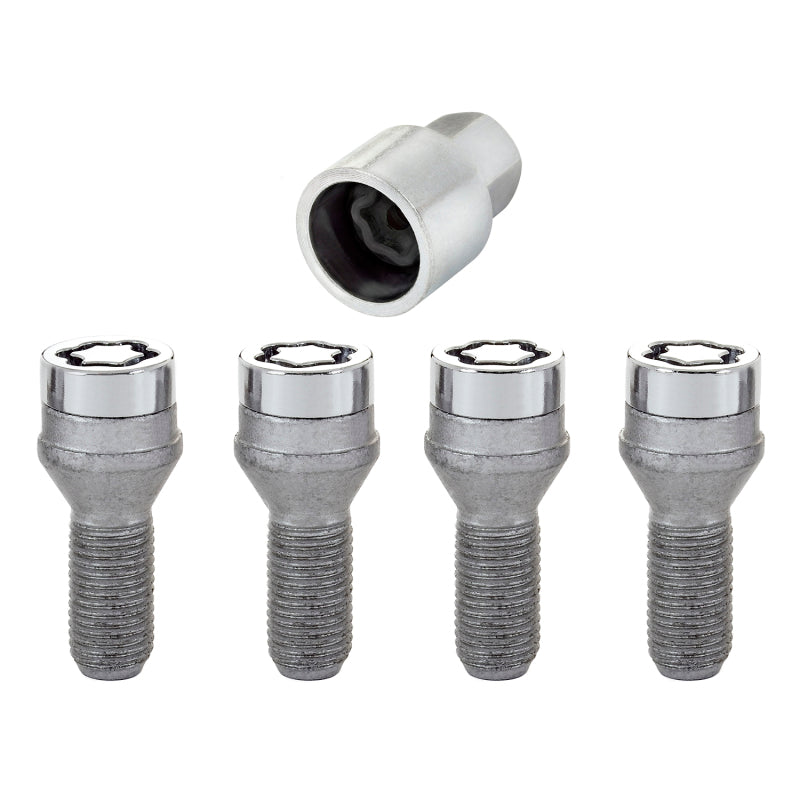 McGard Wheel Lock Bolt Set - 4pk. (Cone Seat) M14X1.25 / 17mm Hex / 27.3mm Shank Length - Chrome, performance car parts
