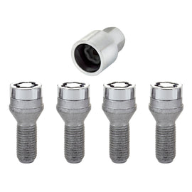 McGard Wheel Lock Bolt Set - 4pk. (Cone Seat) M14X1.25 / 17mm Hex / 27.3mm Shank Length - Chrome, performance car parts