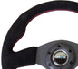 NRG Reinforced Steering Wheel (320mm) Suede w/Red Stitch for performance car upgrades by DTX Performance, racing suspension parts