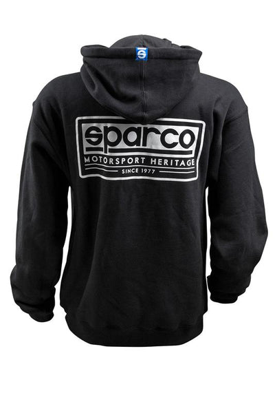 Sparco Sweatshirt Hooded Heritage Blk Lr for performance car enthusiasts at DTX Performance, featuring high performance car tuning gears.
