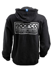 Sparco Sweatshirt Hooded Heritage Blk Me from veteran-owned DTX Performance, ideal for racing suspension and engine performance parts enthusiasts.