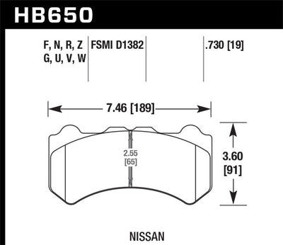 Hawk 09-11 Nissan GT-R HPS Street Front Brake Pads dimensions diagram