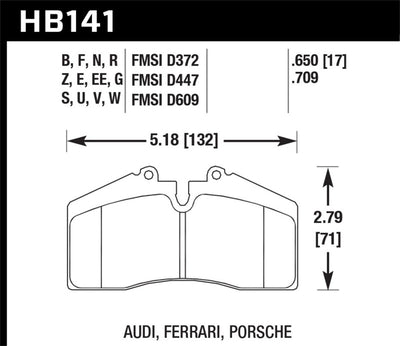 Hawk 94-96 Ferrari 456GT Rear brake pad diagram