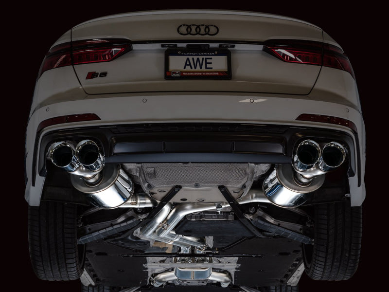 AWE Tuning 19-23 Audi C8 S6/S7 2.9T V6 AWD Touring Edition Exhaust - Chrome Silver Tips - DTX Performance