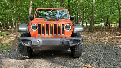Oracle Pre-Runner Style LED Grille Kit for Jeep Gladiator JT - Amber installed on off-road vehicle.
