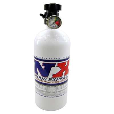 Nitrous Express 15lb Bottle w/Lightning 500 Valve (6.89 Dia x 26.69 Tall) w/Gauge by DTX Performance.