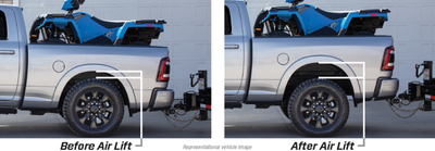 Air Lift Loadlifter 5000 Rear Air Spring Kit for 11-17 Chevrolet Silverado 2500/3500 comparison before and after installation
