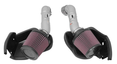 K&N 14-15 Infiniti Q50 3.7L V6 Dual Silver Typhoon Short Ram Intakes, perfect for performance car upgrades by DTX Performance.
