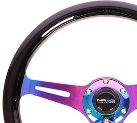 NRG Classic Wood Grain Steering Wheel (350mm) Black Paint Grip w/Neochrome 3-Spoke Center, racing suspension, performance upgrades