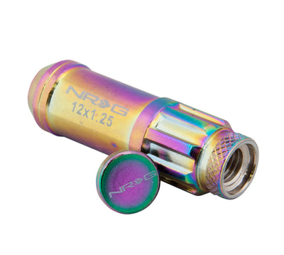 NRG 700 Series M12 X 1.5 Steel Lug Nut w/Dust Cap Cover Set 21 Pc w/Locks & Lock Socket - Neochrome, performance car parts, DTX Performance