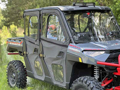Seizmik 18+ Polaris Ranger 1000 XP Crew Framed Rear Door Kit on off-road vehicle