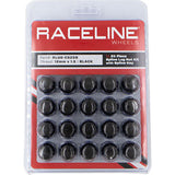 Raceline Spline Lug Nut Kit with Spline Key 12 x 1.5 - 20 Pack - Black
