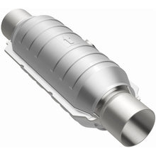 Load image into Gallery viewer, MagnaFlow Conv Univ 2in Inlet/Outlet Center/Center Round 11in Body L x 5.125in W x 15in Overall L stainless steel catalytic converter