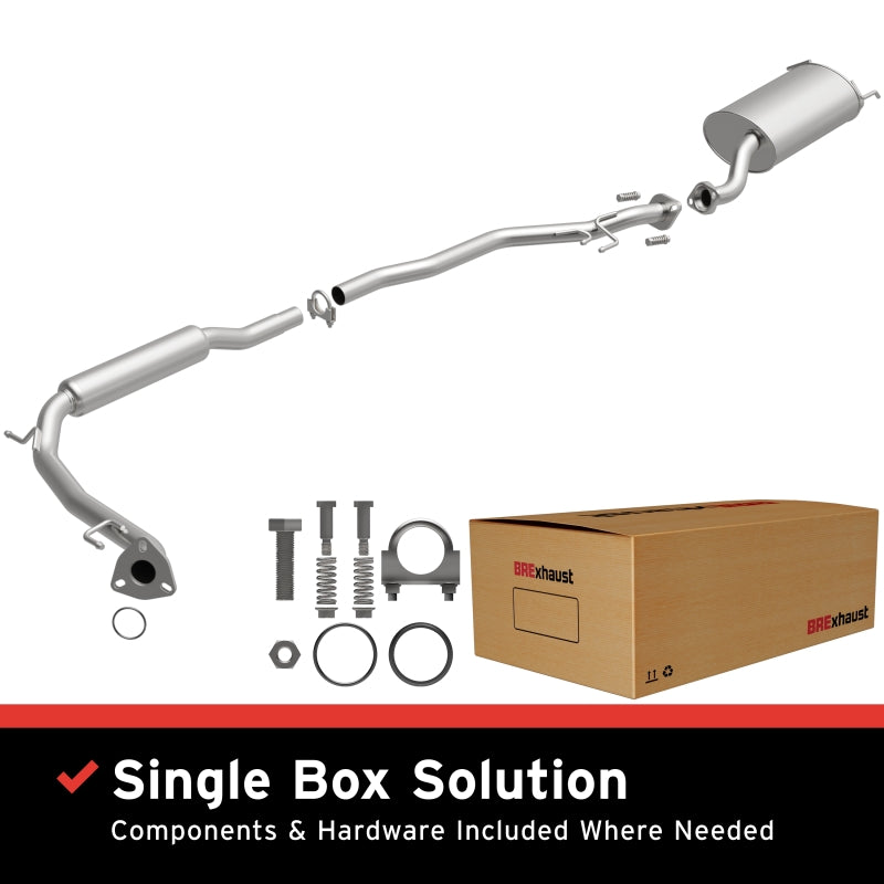 MagnaFlow BRE Exhaust Kit 07-08 Honda Fit 1.5L system with components and packaging included for high performance upgrade.