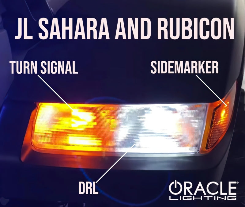 Oracle turn signal and sidemarker lights on JL Sahara and Rubicon vehicle