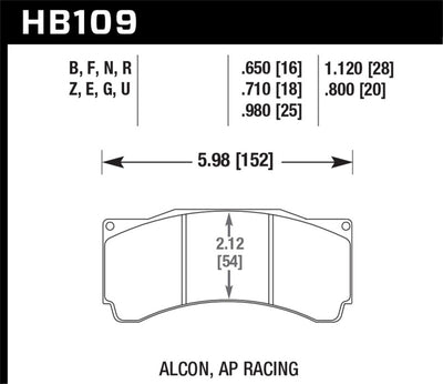 Hawk AP Racing CP5810/5890/5895/6078 Brake Pads Diagram for Performance Upgrades