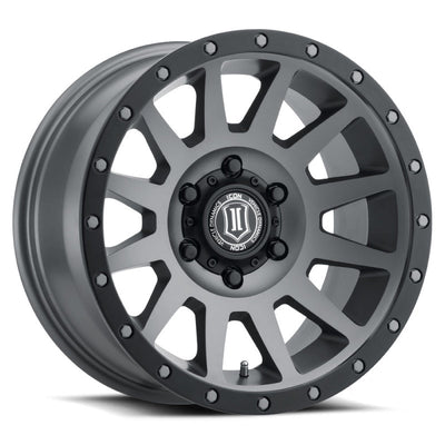 ICON Compression 18x9 6x5.5 0mm Offset 5in BS Titanium Wheel for performance upgrades by DTX Performance