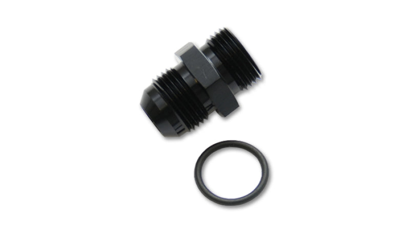 Vibrant -8AN Male Flare to 4AN ORB Male Straight Adapter w/O-Ring - Anodized Black, high performance auto parts by DTX Performance