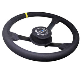 NRG Reinforced Steering Wheel (380mm) Nascar/ Alcantara 3 Spoke w/ NRG Logo/ Removable Crushed Pad for performance upgrades at DTX Performance