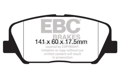 EBC 12-15 Hyundai Veloster 1.6 Turbo Yellowstuff Front Brake Pads high performance car parts by DTX Performance.