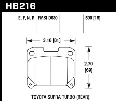 Hawk 93-98 Toyota Supra TT HPS 5.0 Street Rear Brake Pads Blueprint